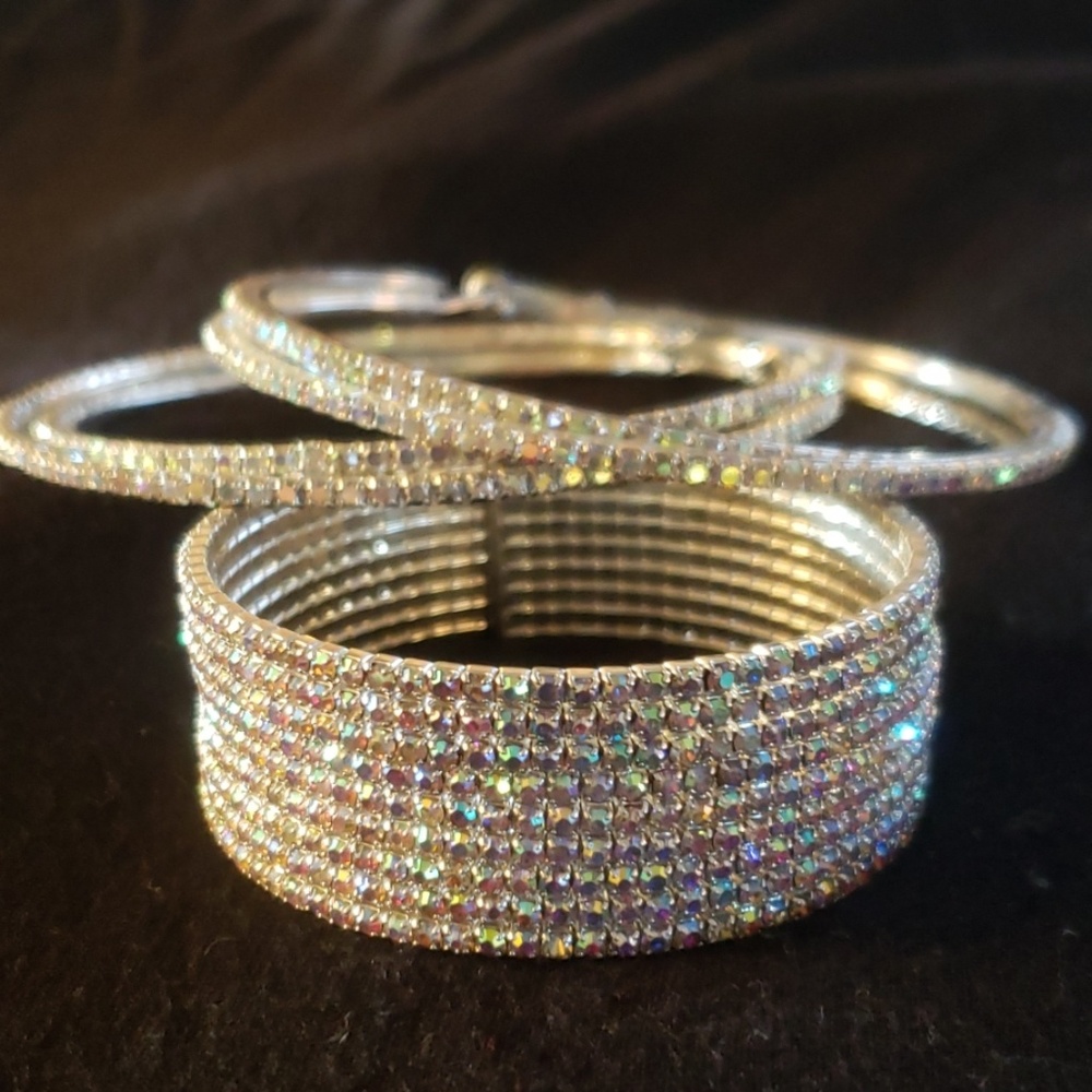Rhinestone Cuff $26 & XL Hoops $29 SET: $55 - Picture 4 of 8